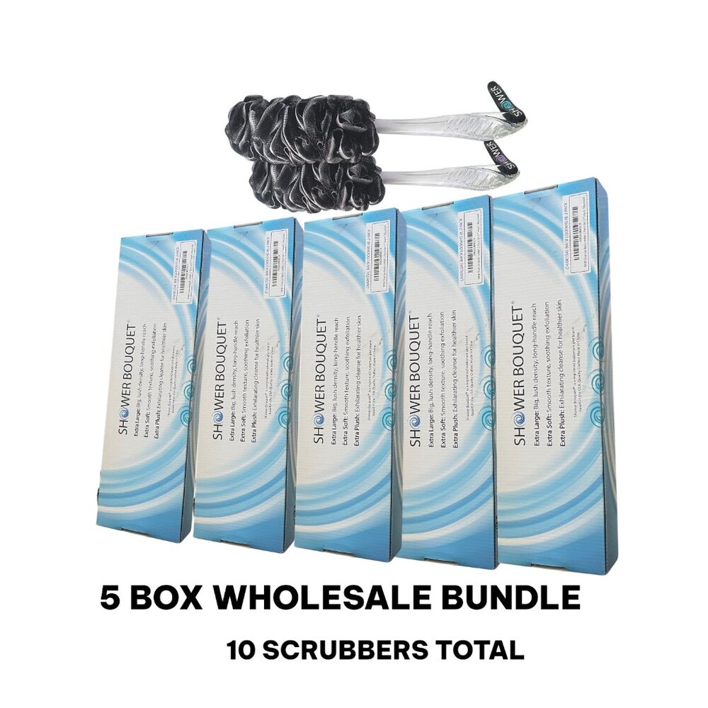 Wholesale Back Scrubber Charcoal Loofah Bundle (5 Boxes / 10 Scrubbers Total) XL - Picture 2 of 5